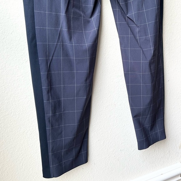 ATHLETA Brooklyn Textured Ankle Pants Navy Windowpane Plaid Sz 2 - Picture 11 of 16